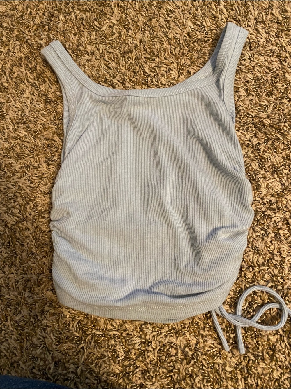 Princess Polly Light Blue Ribbed Drawstring Tank Top - Picture 3 of 3